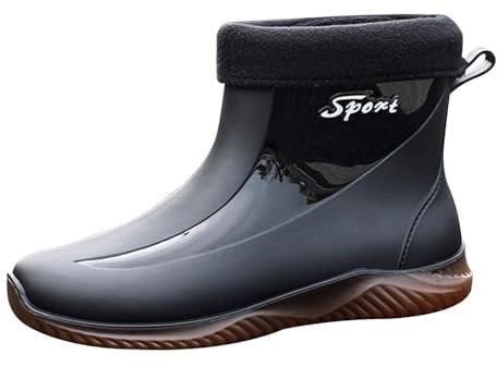 Stivali Per Gli Uomini Antiscivolo E Impermeabili, Inverno Stivaletti In Gomma Pile Confortevole E Caldo Stivali In Gomma Pvc Calore Antiscivolo Ermetico Pvc Stivali Da Pioggia, marrone, 44 EU