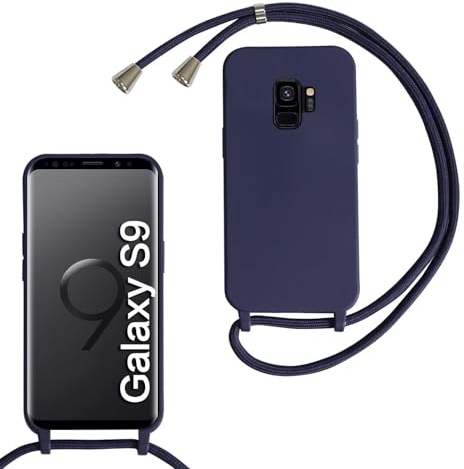 SLWYF Kompatibel mit Samsung Galaxy S9 Plus Hülle, Handykette Hülle Silikon Seil Necklace Handyhülle mit Kordel Tasche TPU Bumper Schutzhülle für Galaxy S9 Plus - Schwarz