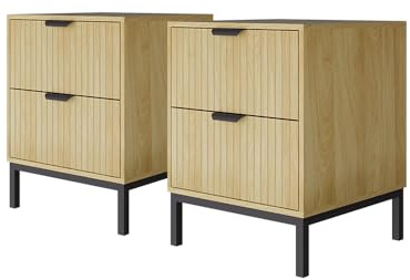 Vicco Nachttisch Lennox Eiche | 2er Set, zur Aufbewahrung von Alltagsgegenständen im Schlafzimmer