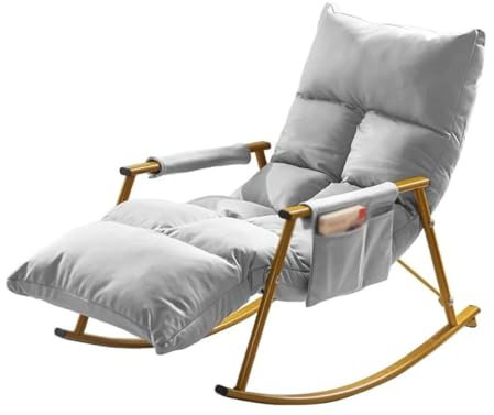 Moderner Schaukelstuhl Glider mit Aufbewahrungstasche und weichem Kissen Schlafzimmer und Wohnzimmer Schaukelstuhl in Creme und Gold
