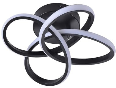 Qcyuui LED Deckenleuchte 32W - Moderne Deckenlampe rund - Deckenleuchten mit weißem Licht - LED Lampe Deckenlampe Schwarz für stilvolles Ambiente