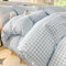 Michorinee Housse de Couette 220x240 Vichy Carreaux Bleu et Blanc Parure de Lit Adulte 110g/m² Microfibre Géométriques Vintage Linge de Lit Romantique Avec Fermeture éClair 2 Taies d'oreiller 65x65 cm
