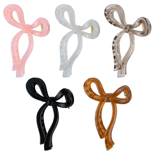 AYNKH 5 pinzas de pelo con lazo, elegantes pinzas para el pelo, pinzas para el pelo para mujer, pinzas para cabello grueso, accesorios para el cabello de mariposa, accesorios para el cabello,