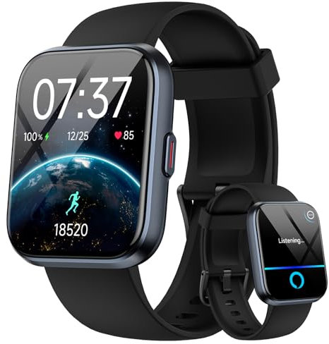 aeac Smart Watch, 1.8 HD Touchscreen Smart Watches for Women Men Answer/Make Calls, Smartwatch for iPhone/Samsung/Android, Fitness Watch with Heart Rate/Sleep/Spo2 Monitor/IP68 Waterproof, Alexa