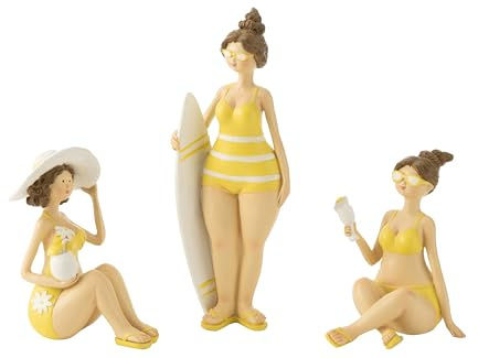 MF Sunny Girls Dekofiguren Set, 3 Badefiguren in Gelb, 18 cm, Sommerliche Badezimmerdeko