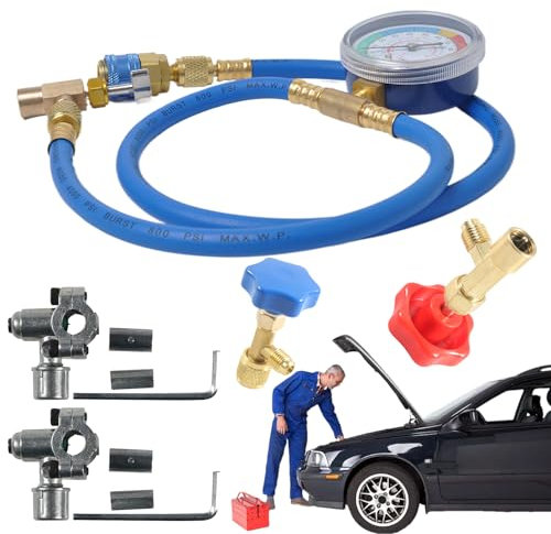 Kit De Recarga AC Pro R134a,Recarga Inteligente Refrigerante R134a | Suministros Automotrices Precisos Para Detección De Fugas Reparación De Cables Diagnóstico Y Recuperación