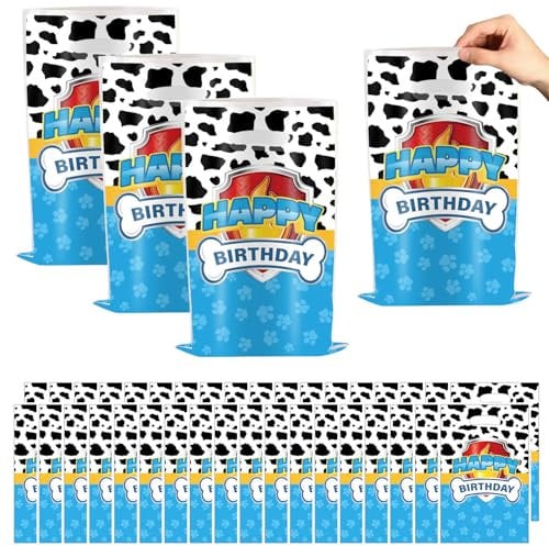 50 Pezzi Sacchettini Compleanno Bambini Paaw Dog Patrol, Sacchetti Regalo, Sacchetto per Caramella,Borsa di Regalo per Feste di Compleanno di Natale, Feste a Tema 25 x 16 cm