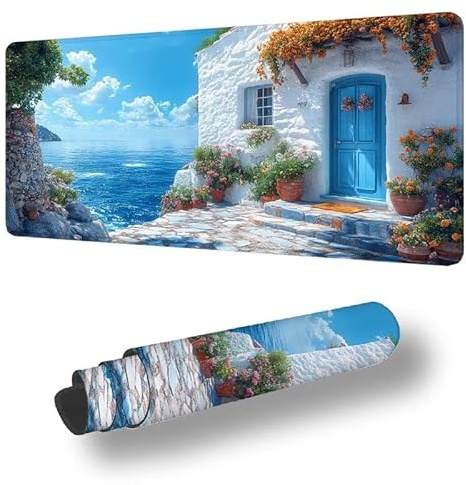 Tapis de Souris XXL 1200 x 600 mm Grand Tapis de Souris Gamer CôtierSous Main Bureau Bords Cousus Imperméable Antidérapant pour PC, Portable Améliore la Précision et la Vitesse, Paysage S-12790