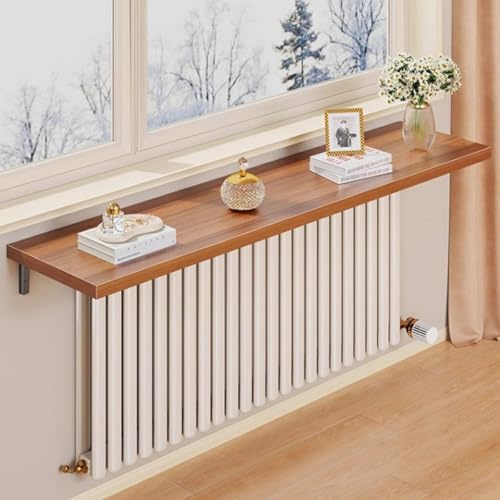 HARELA Radiator Shelf Storage Rack, Over Radiator Heat Shelf for Storage and Decoration, Dust-Proof with Bracket, for Living Room Bedroom Hallway(Brown,80x30cm/31.5x11.8in)