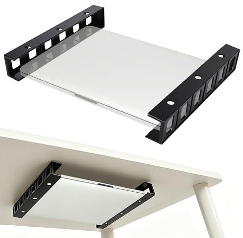 MJFENDAI Universelle Laptop-Halterung, Untertisch-Halterung für unter den Schreibtisch mit Schraube, Multifunktionale Aufbewahrung für Laptops, Tastaturen, Modems, Tablets