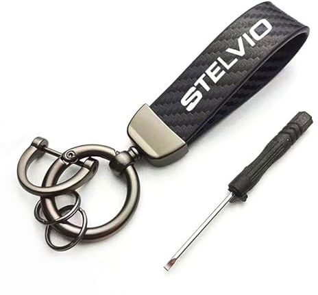 R-timer Auto Schlüsselanhänger für Alfa Romeo Stelvio 2022-2026, Wildleder Schlüsselband Sportlich, Logo Ersat Zubehör, KFZ Schlüsselring Robust & Langlebig,A