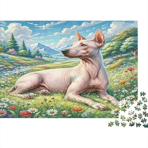 1000 Teile Bullterrier Puzzle Ländliche Landschaft Erwachsene Papier Gehirntraining Bullterrier Puzzleteile Familien Entspannung Deko 52x38cm/1000pcs