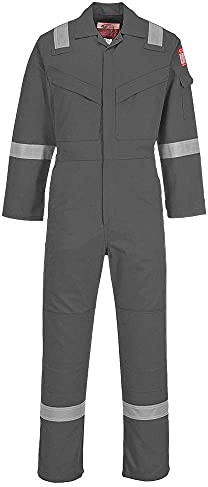 Portwest Flame Resistant Light Weight Anti-Static Coverall 280g, Size: L, Colour: Grey, FR28GRRL