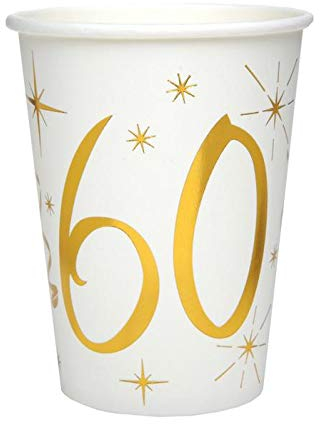 Chal - 20 Gobelets Anniversaire 60 ans blanc et or