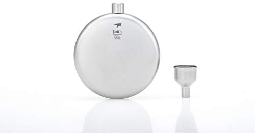 Keith Ti9302 Grade 1 Pure Titanium Round Flask with Funnel - 5 fl oz