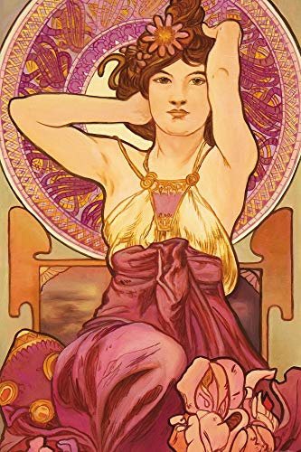 1art1 Alphonse Mucha Die Edelsteine, Amethyst 1900 Selbstklebende Fototapete Poster-Tapete 180x120 cm