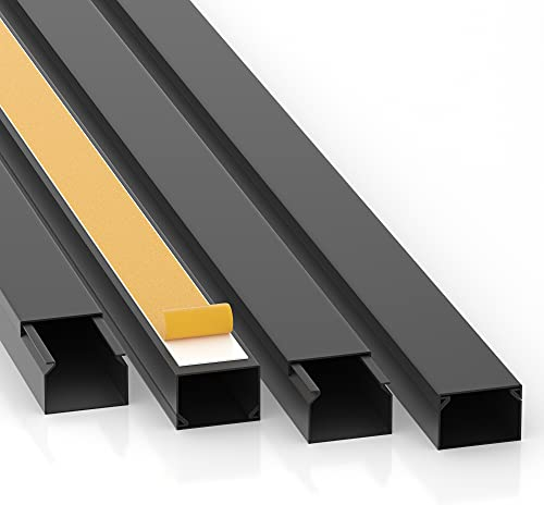 CILSON Kabelkanal 20 m | 20x 1 m Lang, 30X20 mm Breite x Höhe, Schwarz, Selbstklebend, Wand- und Deckenkanal mit Bodenlochung, Kabelleiste, Kabelschutz, Schreibtisch