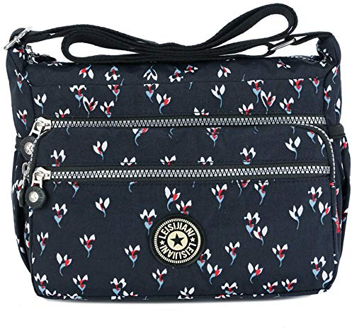 MINGZE Nylon Handtasche, Umhängetasche Damen Sportliche Schultertasche Wasserdicht (Muster 3)