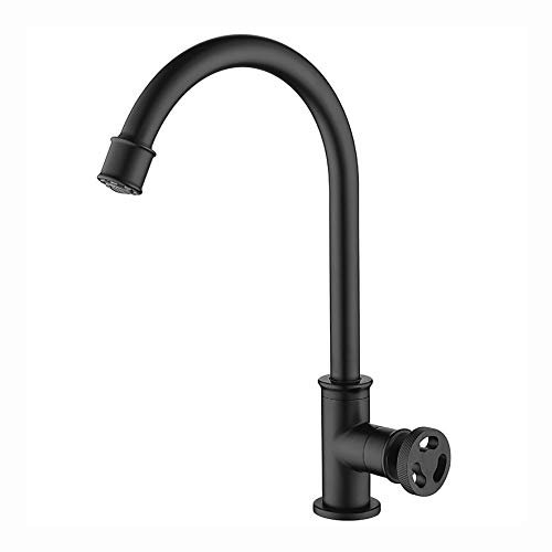 SHUGUANG Robinet de Cuisine, Robinetterie Pivotant à 360° Mitigeur Évier en Laiton Monocommande Monotrou Mitigeur Cuisine avec Eau Froide, Style Industriel,Noir