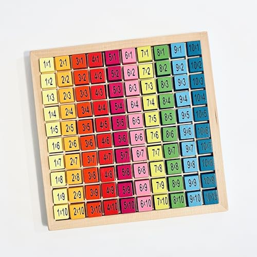 B & Julian® Holz Rechenbrett Multiplizier Tabelle das kleine 1x1 Einmaleins mit bunt Würfel ideales Training für Grundschüler