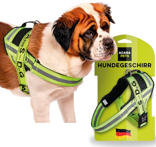 Hundegeschirr mit 3 Metallringankern zur Befestigung an der Brust oder Brust des Hundes, ohne den Hals des Hundes zu ersticken. (Gelb, XL)