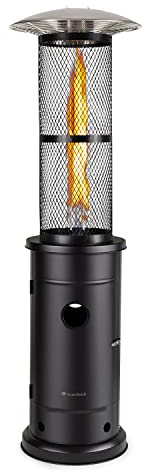 Blumfeldt Heizpilz Gas für Terrasse, Garten & Balkon, Terrassenheizer mit 360°Flammen-Blick, Outdoor-Gasheizstrahler, Terrassen-Heizer mit Elektrischer Zündung, Gas-Heizstrahler mit Bodenrollen