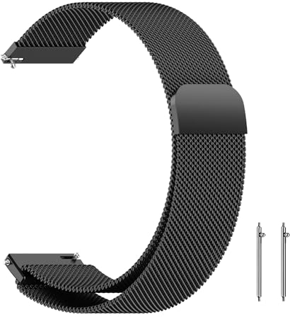 ZoRoll Armband 20mm Kompatibel mit Amazfit Active 2/Active/GTS 4/GTS 4 Mini/Bip 3 Pro/GTS 3/2/2e, Edelstahl Ersatzarmband Mesh Metall Uhrenarmband Kompatibel mit Amazfit GTR Mini/GTR 42mm - Schwarz