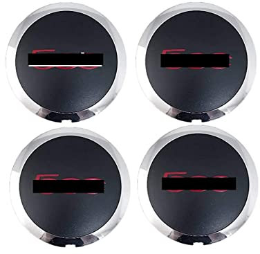 Set 4 coprimozzi nero Bordo cromato Logo Rosso compatibile con 500 2007>