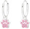 Laimons Kinder Mädchen-Ohrringe Creole Ohrhänger Hundepfote 7 mm Glanz mit Glitzer aus Sterling Silber 925 (Hellrosa)