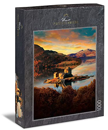 Ulmer Puzzleschmiede - Schottland-Puzzle 1000 Teile „Eilean Donan Castle“ - Malerisches Puzzle-Motiv mit der historischen Burg in den schottischen Highlands