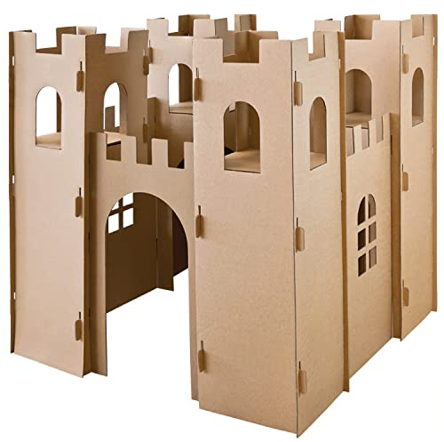 Kingpower Auswahl Kinder Spielhaus Ritterburg Playhouse Spielburg Pappe Bastelkarton Haus Burg Papphaus Kartonhaus Papierhaus Karton Papier Kinderhaus zum Anmalen, Modell:Ritterburg 01