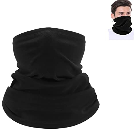 Cache-Cou Thermique,Polaire Cache-Cou Écharpe,Tour de Cou Tubulaire Multiusage,Élastique Multifonctionnel Bandana,Respirante Vélo Masque Cache Couvre pour Sports de Plein Air,Course à Pied,Noir