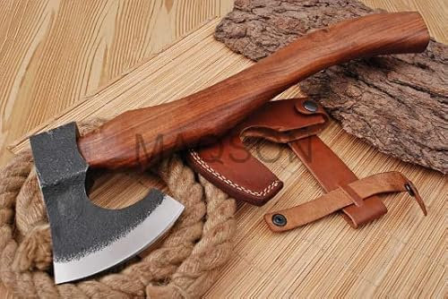 Axt Karbon Stahl Axt Wikinger handgeschmiedet 1095 mit Lederscheide MAQ2609