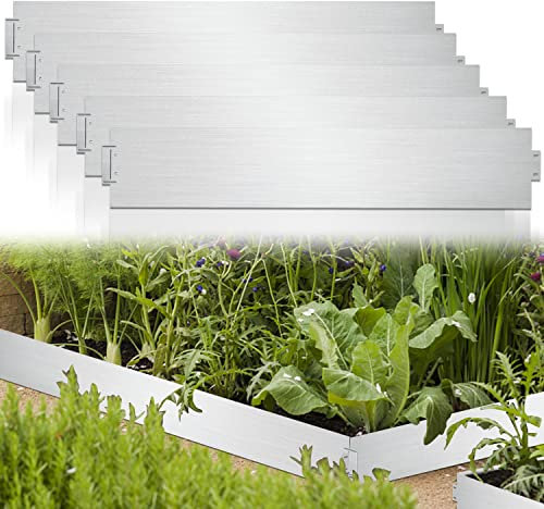 Gimisgu Rasenkante Metall 5/10/15/20/25/30/35/40/45/50m Verzinkt 100x18cm Beetumrandung Beeteinfassung Mähkante Palisade Beetbegrenzung Rasenbleche Mähkante(Länge 15m-Höhe 18cm), Silber, M5592-EM-15l