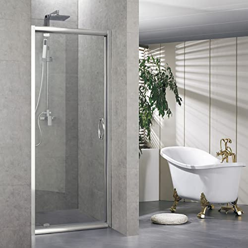 Yellowshop - HAZEL Box doccia per nicchia anta battente cm 70-80-90-100 H 190 in vetro temperato 6mm profilo silver trasparente o opaco (Cm 80xH190 Trasparente)