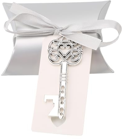 Ruspela Lot de 50 décapsuleurs en Forme de clé avec étiquettes, décapsuleurs pour décorations de Mariage, boîtes à Bonbons, ouvre-Bouteilles, étiquettes Cadeaux pour fête, Mariage, Banquet, invités