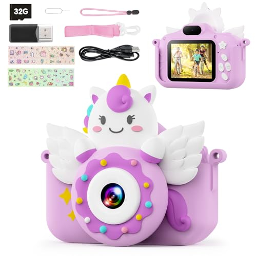 TIATUA Camara Fotos Infantil,1080P HD Selfie Video Cámara de Fotos para Niños,Videocámara Infantil con Pantalla de 2.0 y Tarjeta de 32 GB,Niños y Niñas de Años Regalos de Cumpleaño