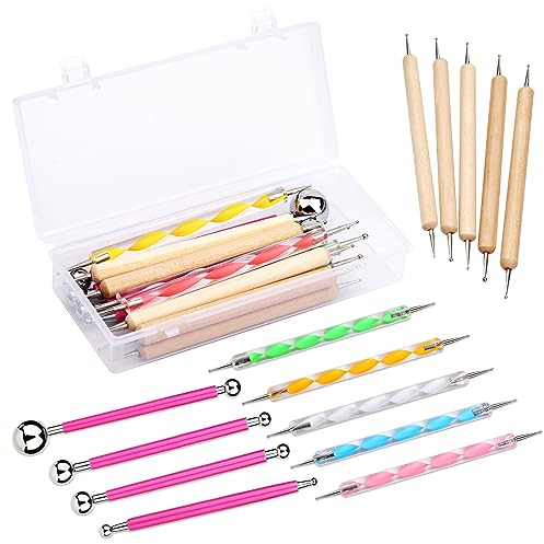 Bamru 14 piezas Dotting Tools - Juego de herramientas para puntear (14 piezas, pintura de piedra, arcilla de cerámica, modelado, relieve, decoración de uñas)