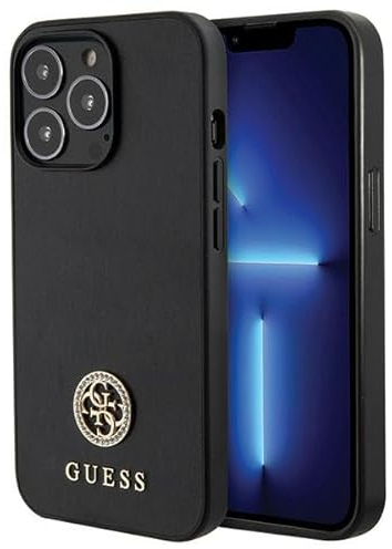 Guess GUHCP13LPS4DGPK Hülle für iPhone 13 Pro 6.1 Schwarz hardcase Strass Metal Logo