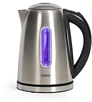 Livoo - Bouilloire en acier inoxydable DOD195-1,7L, 1850-2200W, rotation 360°