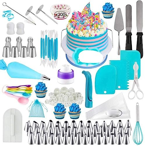 420 Uds. Herramientas de decoración de pasteles, Kit de espátula, utensilios para hornear, herramientas de repostería, accesorios de diseño de pasteles, juego de boquillas para manga pastelera Fo