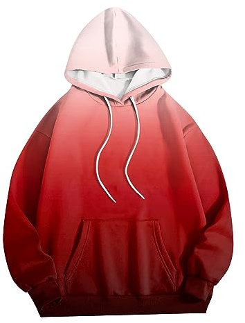 KONG JIMFAN Hoodie Herren Mit Kordelzug Herren-Winter Gemusterter Druck Pullover Für Paar Herren Winter Sweatshirt Pullover Unifarbener Pullover Hoddie Sweatshirt(Wein,M)