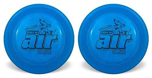 Hero Disc USA Hero Air 235 Dog Disc, Outdoor Hundespielzeug und Haustierscheibe, Leichte Hunde Flugscheibe 2 Stück (Blau)