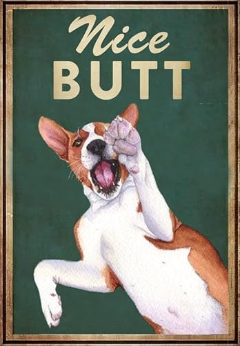 Basenji Art Nice Butt, 30,5 x 20,3 cm, Vintage-Poster, Wanddekoration, Kunst, Geschenk, Retro-Bild, Metallschild