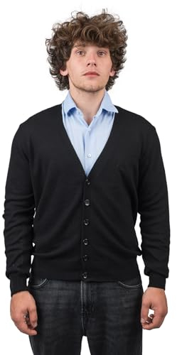 Dalle Piane Cashmere - Strickjacke aus gemischtem Kaschmir, Made in Italy - Herren, Farbe: Schwarz, Größe: M