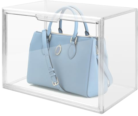 Daelesr Contenedores de Almacenamiento Acrílico, Cajas de Almacenamiento Cajón Organizador Transparente, Cajon Organizador Apilable de Plastico para Libros, Carteras, Juguetes, 36x22x27cm