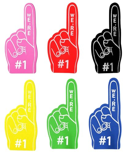 ALEGRE® 6 Stück Schaumstoff Finger, Mini Schaumfinger Nummer 1, Inspirierend Sportfan Zubehör, Party Gadgets, Schaumstoff Hand für Spiele, Stadion, Events, Cheerleading Jubeln, Weltmeisterschaft