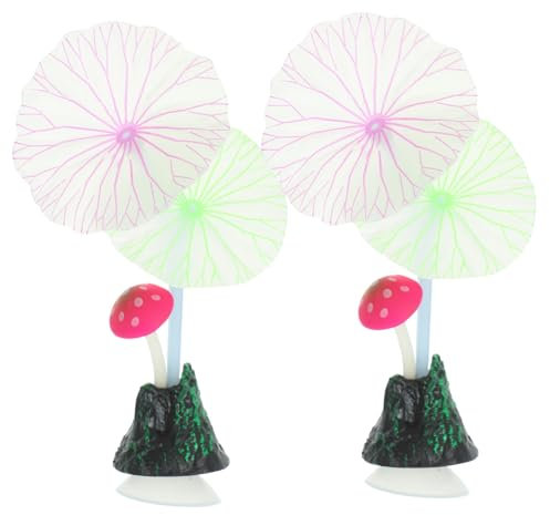 minkissy 2pcs Aquarium Decor Aquarium Glowing Decorations Glowing Ornament Aquarium Silicone Ornament Aquarium Simulation Botanical Decor Plants Decor Fish Tank Decoration Shine Ornaments
