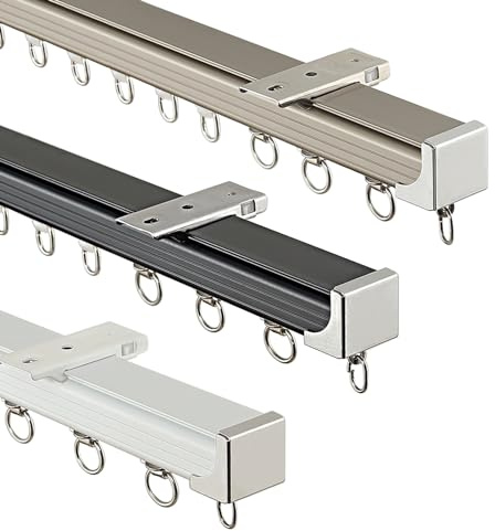 100-500cm Gardinenstange Aus Aluminium Vorhangschiene 1 Läufig Deckenbefestigung Inkl. Befestigungsmaterial, vorgebohrt Vorhangschiene Für Flache Erkerfenster ( Farbe : Schwarz , Größe : 100cm )