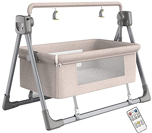 QUNINE Elektrisches Nachtbett, Babyschüttler mit Fernbedienung, Kleinkindbetten, Spielmusik, Babybett, 5 Stufen der Schüttelfunktion, Timing-Funktion, Babybett, Grün, glücklich (Gelb)